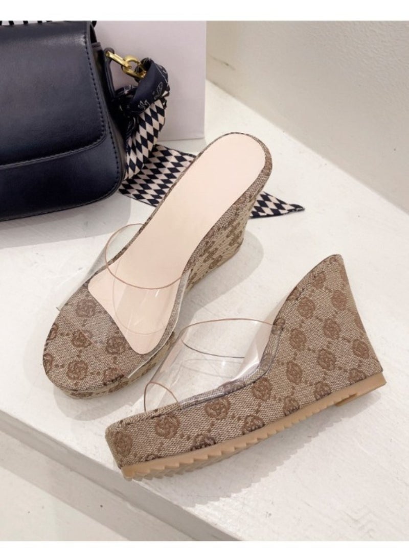 Rup Art Transparent Peep Toe Platform Expose Nail Art Summer Slippers PVC Wedges Slippers Sandals Women Fashion High Heels Female Shoes Rup Art  - Image 3