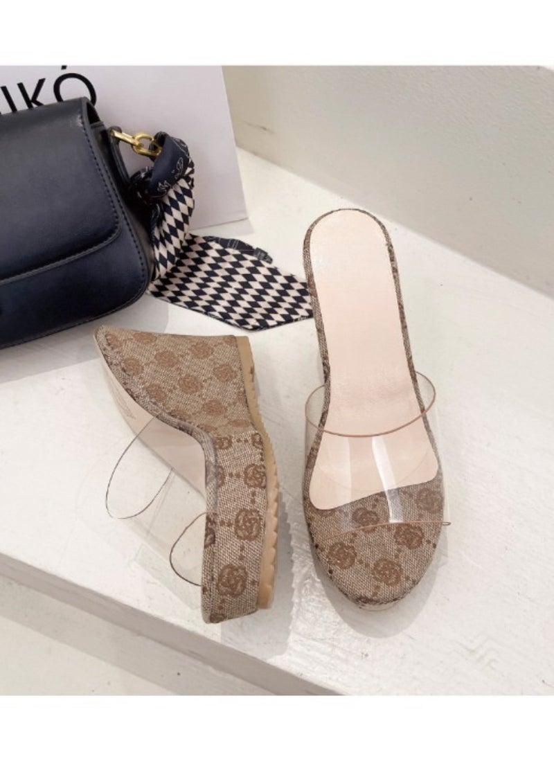 Rup Art Transparent Peep Toe Platform Expose Nail Art Summer Slippers PVC Wedges Slippers Sandals Women Fashion High Heels Female Shoes Rup Art  - Image 4