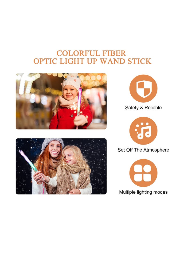 SYOSI Color Glow Sticks, KASTWAVE Glow in the Dark Party Supplies Includes 4 Fiber Optic Light up Wand and 4 LED Glow Sticks Glow Flashing Wands Multi Color Glow Sticks for Party Included (8 Pieces)  - Image 3