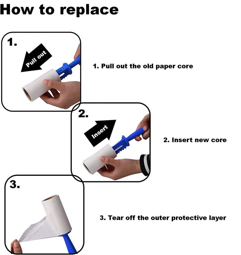 JUDEE® Sticky Lint Remover Roller Hair Remover Cleaner Ideal for Removes Dust from Clothes, Cars, Furniture, Carpet, Sweater, Dust & Dirt, Set of 5 Refill Rolls 150 Sheets, Each Roll in 30 Sheets - Image 5