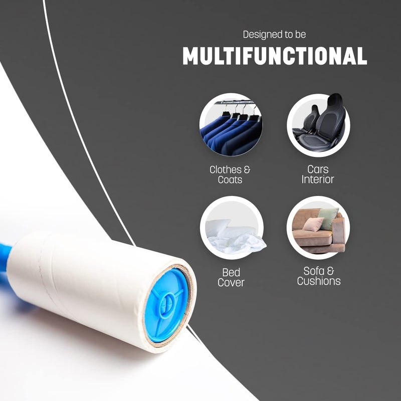 JUDEE® Sticky Lint Remover Roller Hair Remover Cleaner Ideal for Removes Dust from Clothes, Cars, Furniture, Carpet, Sweater, Dust & Dirt, Set of 5 Refill Rolls 150 Sheets, Each Roll in 30 Sheets - Image 2