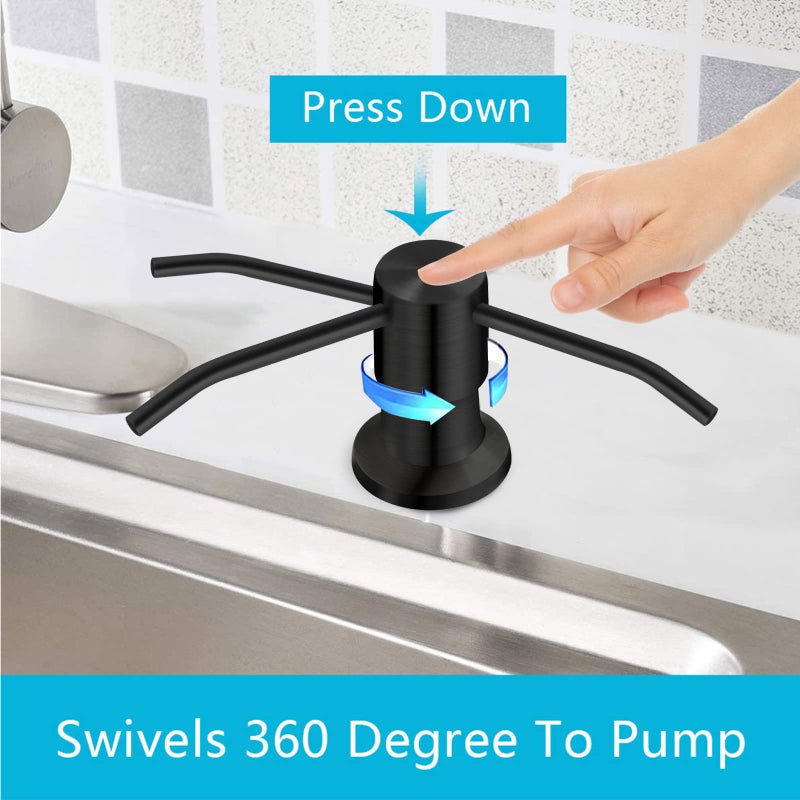 izolor Kitchen Sink Soap Dispenser, Under Sink Soap Dispenser Pump, Good Suction Pwer, 47" Extension Tube Connect to The Soap Contaner Directly, Say Goodbye to Frequent Refills (Black) - Image 2