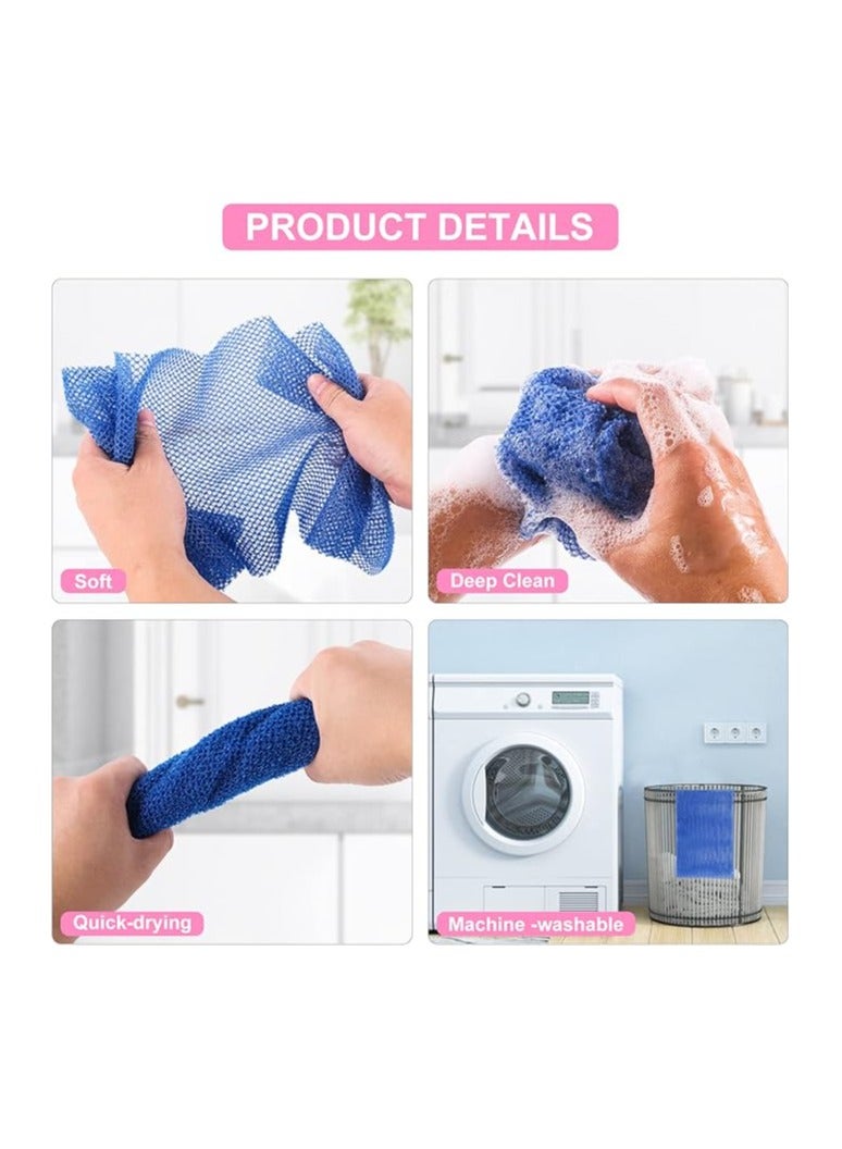 3Pcs African Net Sponges, Long Net Bath Sponge Exfoliating Towels For Bath, Shower Body Scrubber Back Scrubber Skin Smoothers for Daily Use, (20.5*63.5cm) - Image 3