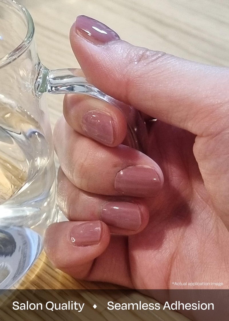 ohora Semi Cured Gel Nail Strips (N Bare Plum) - Works with Any Lamps, Salon-Quality, Long Lasting, Easy to Apply & Remove - Includes 2 Prep Pads, Nail File & Wooden Stick - Image 4