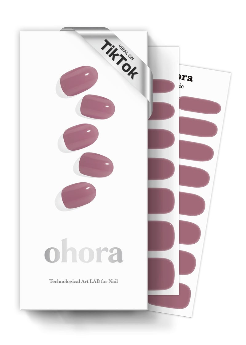 ohora Semi Cured Gel Nail Strips (N Bare Plum) - Works with Any Lamps, Salon-Quality, Long Lasting, Easy to Apply & Remove - Includes 2 Prep Pads, Nail File & Wooden Stick - Image 1