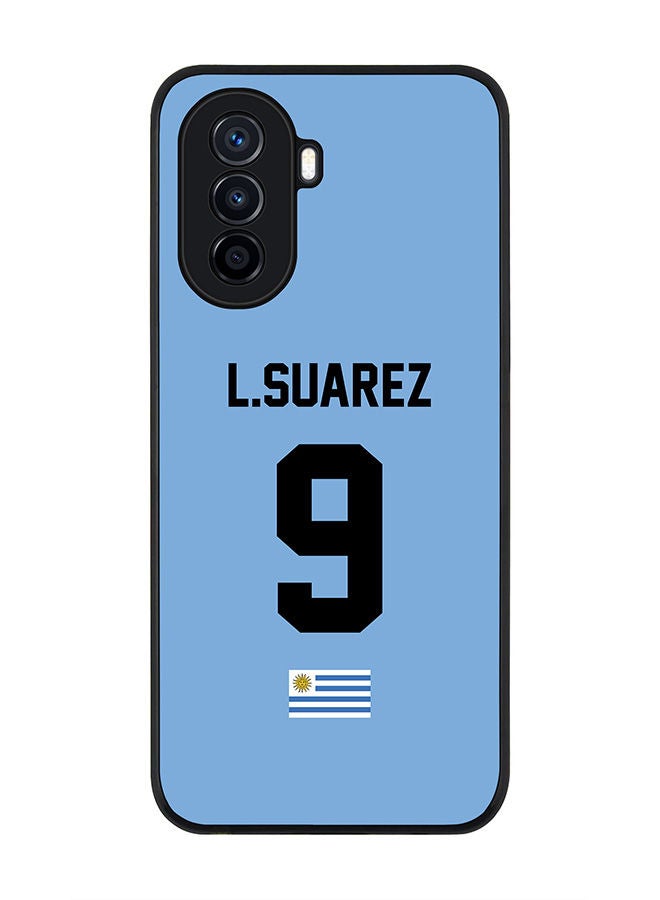 Stylizedd Rugged Black edge case for Huawei Nova Y70  Slim fit Soft Case Flexible Rubber Edges Anti Drop TPU Gel Thin Cover - Football Team - Uruguay  Player Name - L.Suarez - Image 1