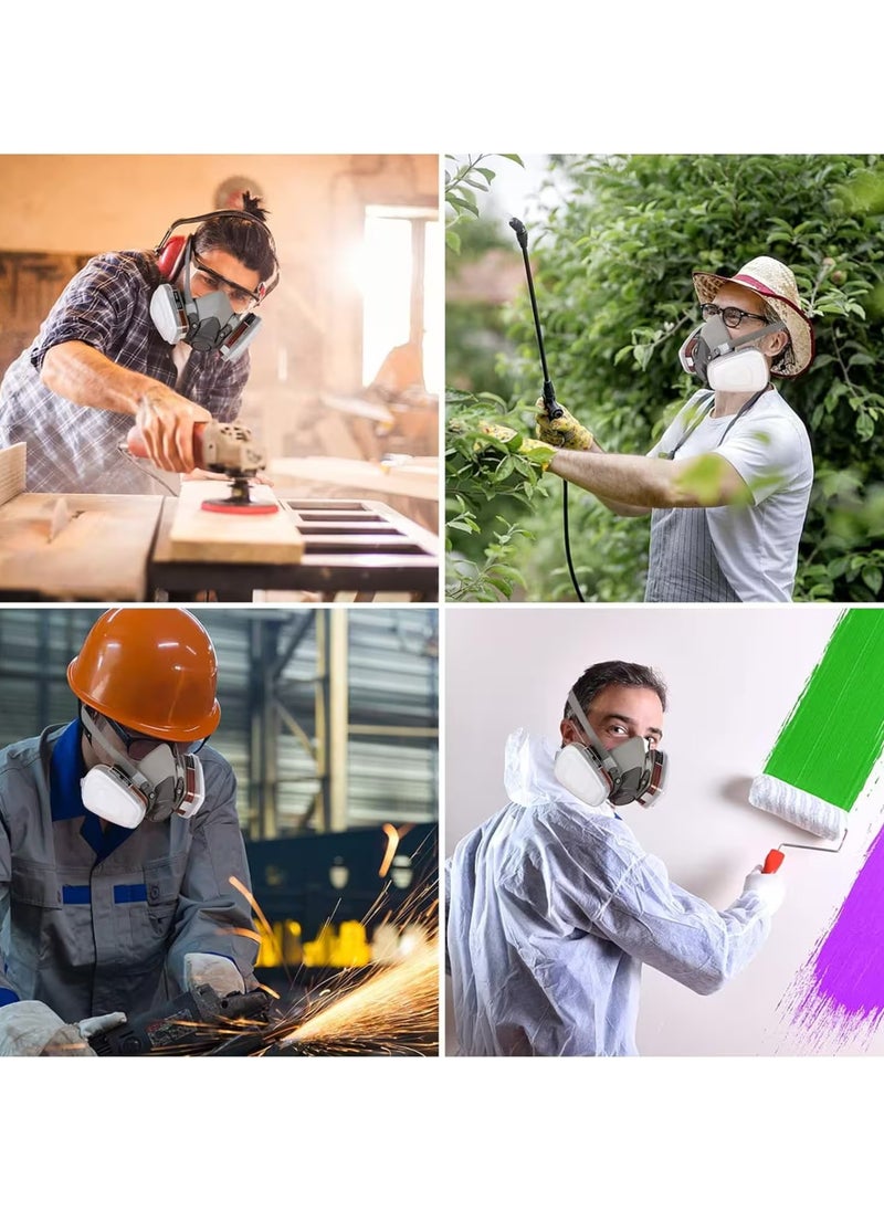 Pretocter - Respirator Mask - Respirator with Filter and Goggles for Chemicals - Epoxy Spray Paint Mask For Paint Dust Soldering Construction Sanding Woodworking etc. - Image 1