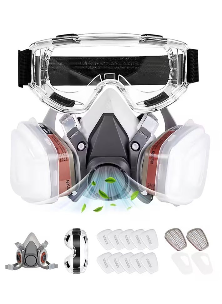 Pretocter - Respirator Mask - Respirator with Filter and Goggles for Chemicals - Epoxy Spray Paint Mask For Paint Dust Soldering Construction Sanding Woodworking etc. - Image 1