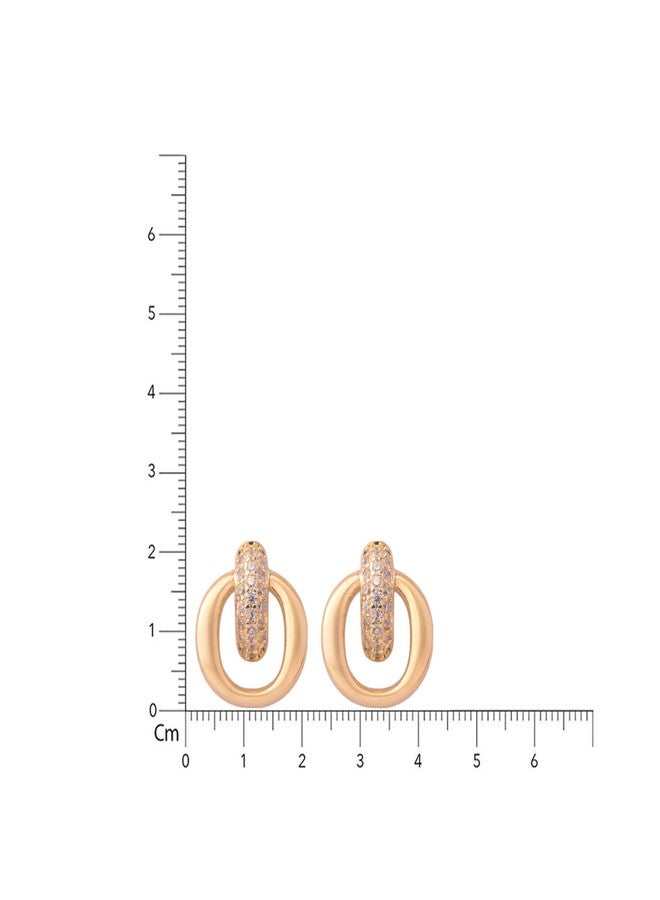 Emilia Stylish Stud Earrings for Women and Girls | Gold-Tone Linked Hoop Design with Sparkling Stones - Image 5