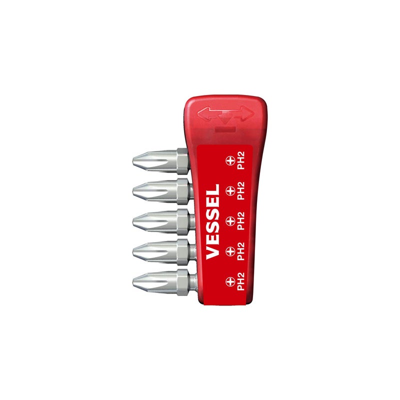 VESSEL Impact Ball Torsion Bits PH2X30 5PC with MAG Charge Holder IBMG30PH2K5