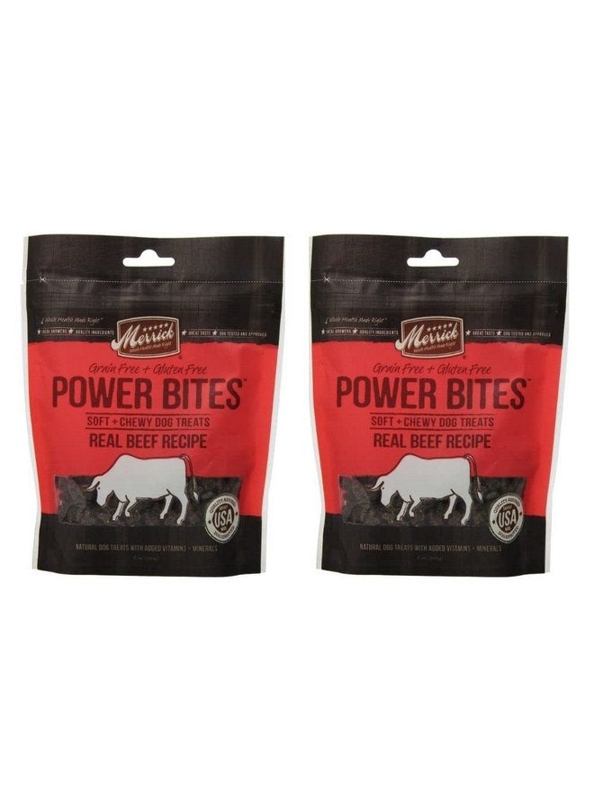 Merrick Power Bites، مكافآت الكلاب الطبيعية الخالية من الحبوب والغلوتين والناعمة والطرية، بنكهة لحم البقر الحقيقي، 6 أونصة