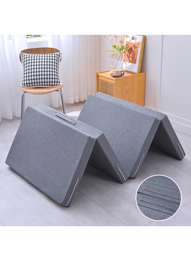 Relex Folding Bed Mattress, 4-Fold high Elastic Sponge Foam Mat Portable Mattress with Breathable & Washable Cover, Moderately Tight for Baby Adult Guest Single Bed Floor Camping Playroom Nap, 200x90x5cm - Image 1