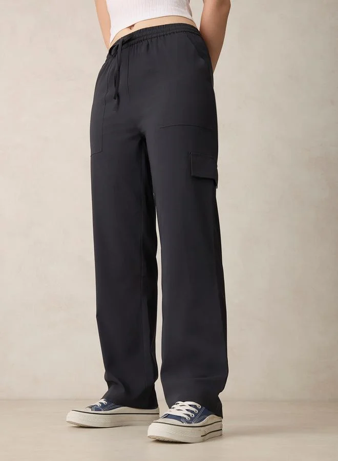 OUTZIDR Grey Stylized Cargo Pants