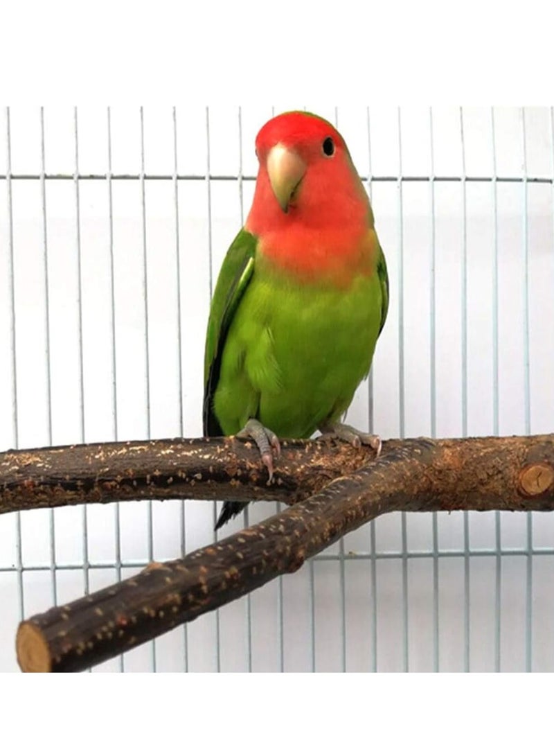 4 Pack Natural Wood Bird Perch Parrot Stand Branches Fork Toys Pet Bird Cage Wooden Hanging Perch Platform Hammock Swing Toy for Small Parakeets Macaws Finches - Image 5