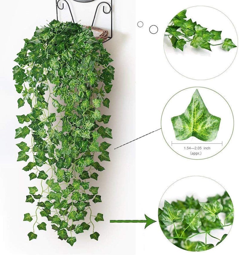 Comtelek 12 Pack Fake Vines for Room Decor Artificial Ivy Garland with Clip Green Flowers Hanging Plants Faux Greenery Leaves Bedroom Aesthetic Decor for Home Garden Wall Wedding - Image 2