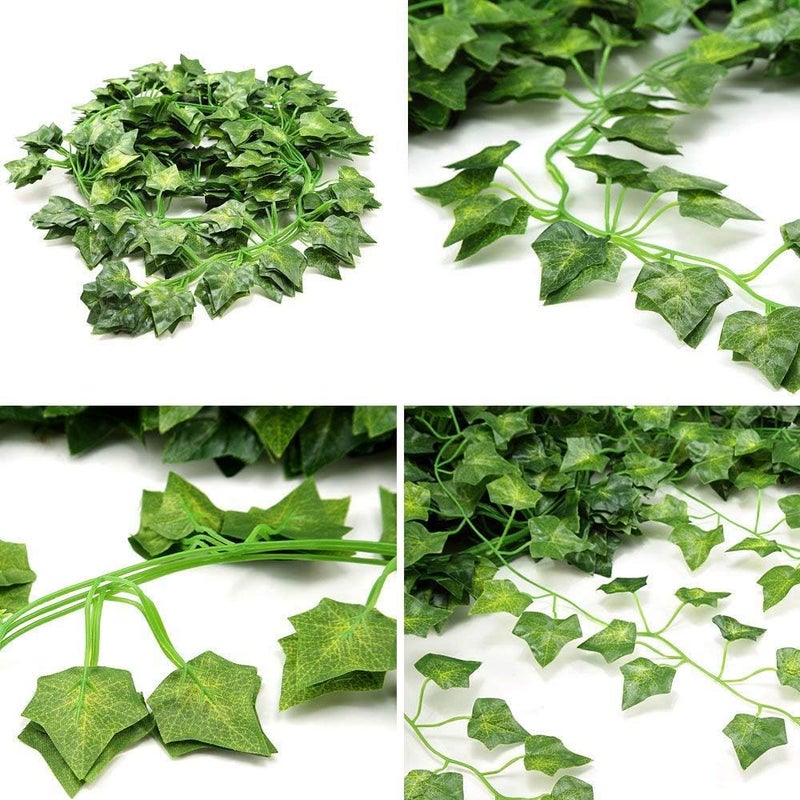 Comtelek 12 Pack Fake Vines for Room Decor Artificial Ivy Garland with Clip Green Flowers Hanging Plants Faux Greenery Leaves Bedroom Aesthetic Decor for Home Garden Wall Wedding - Image 4