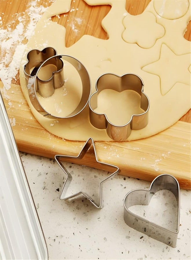 TOCINGO Cookie Cutter Set | 12 Piece | Stainless Steel | Biscuit Cake Vegetable Fruit Cutters for Baking | Hearts Flowers, Stars, Round, Shape Fondant Cutting Cutter| 4 Shapes in 3 Sizes - Image 2