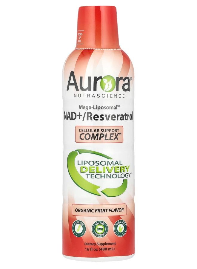 Aurora Nutrascience MegaLiposomal™ NAD+Resveratrol Organic Fruit 16 fl oz (480 ml) 