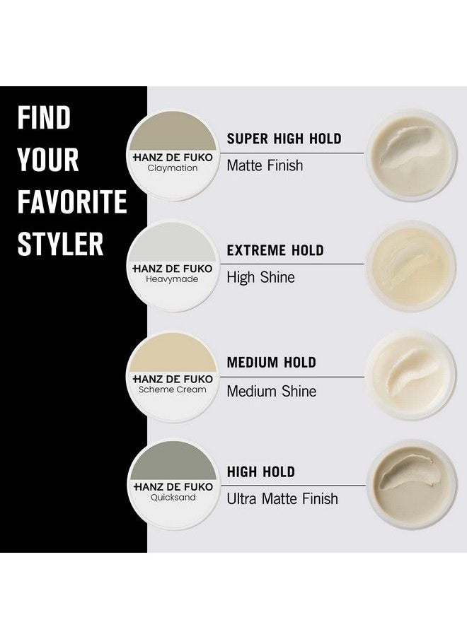 hanz de fuko - Deluxe Hair Care Kit Super Styling Sampler Featuring Claymation Quicksand Heavymade Scheme Cream Certified Organic Ingredients 4 Pack 0.25Oz Each - Image 1