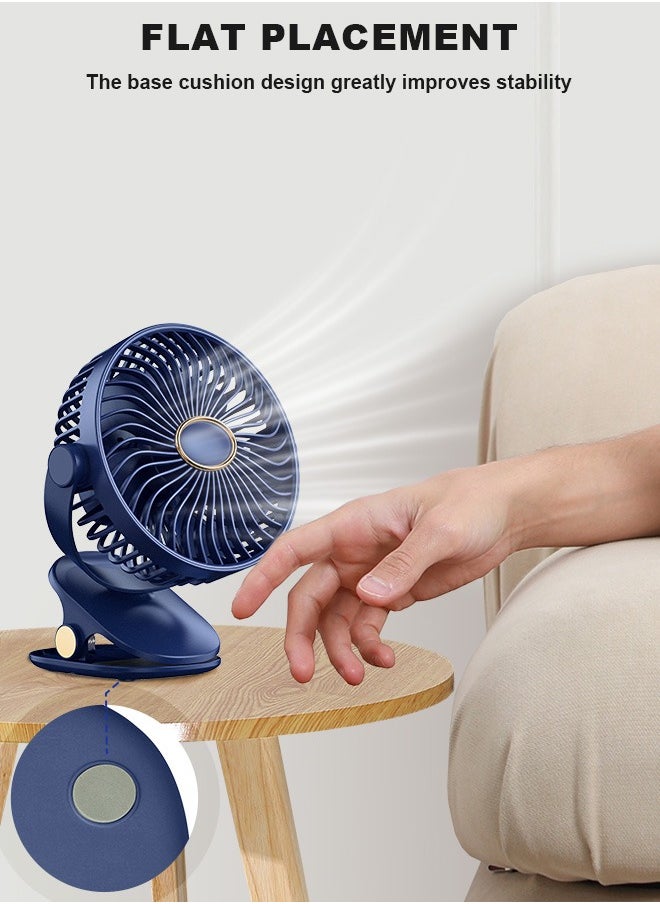 PINREK - 3 IN 1 Table Fan Portable Clip Fan,Personal Air Circulator,Super Quiet Motor Desk Fan with 2400mAh Battery/5 Speed Settings/720° Static Rotating Feature/Night Light/Detachable Safety Net Cover Design and Precision Plastic,Wall Mounted Fan,Type C Rechargeable Mini Desktop Fan For Camping Car Home Bedroom Office Strollers - Image 1