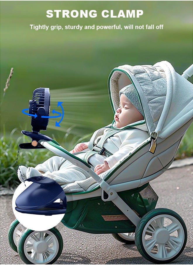 PINREK 3 IN 1 Table Fan Portable Clip Fan,Personal Air Circulator,Super Quiet Motor Desk Fan with 2400mAh Battery/5 Speed Settings/720° Static Rotating Feature/Night Light/Detachable Safety Net Cover Design and Precision Plastic,Wall Mounted Fan,Type C Rechargeable Mini Desktop Fan For Camping Car Home Bedroom Office Strollers  - Image 3