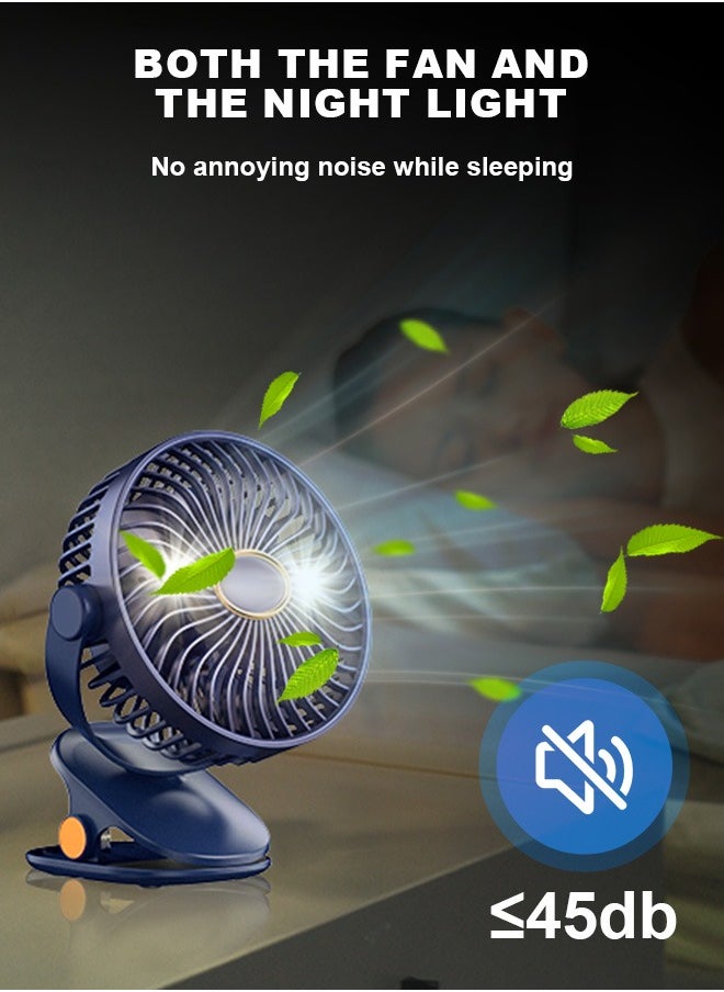PINREK - 3 IN 1 Table Fan Portable Clip Fan,Personal Air Circulator,Super Quiet Motor Desk Fan with 2400mAh Battery/5 Speed Settings/720° Static Rotating Feature/Night Light/Detachable Safety Net Cover Design and Precision Plastic,Wall Mounted Fan,Type C Rechargeable Mini Desktop Fan For Camping Car Home Bedroom Office Strollers - Image 1