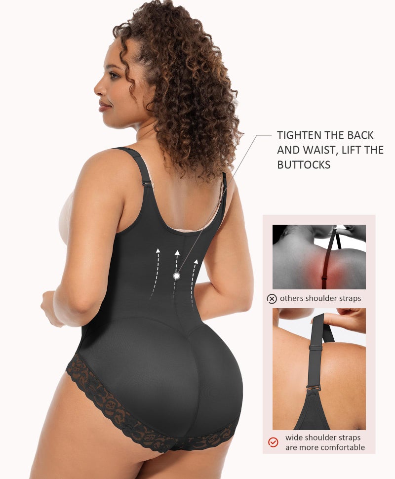 FeelinGirl Colombian Fajas Shapewear for Women Tummy Control Postpartum Body Shaper Butt Enhancer Bodysuit Black M - Image 2