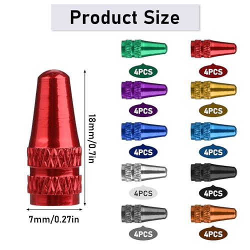 Hariendny 40 Pieces Presta Valve Stem Caps, 10 Colors Presta Valve Cover, Aluminum Presta Cycling Valve Cap, Presta Valve Cap Dust Covers, French Bicycle Air Tire Caps, Presta Valve Caps for Bike Tires - Image 2