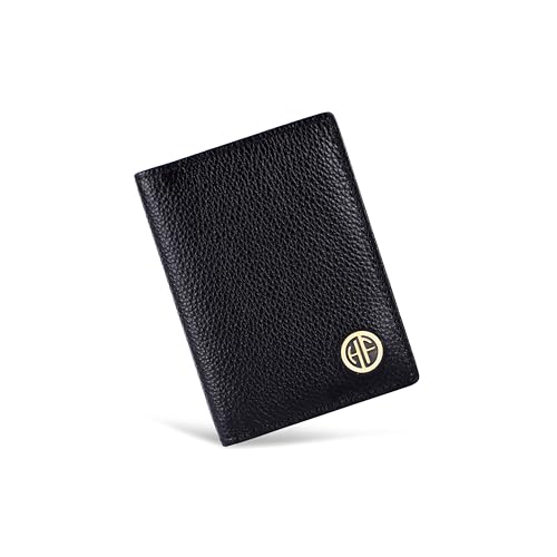 HAMMONDS FLYCATCHER Genuine Leather Card Holder Wallet for Man & Women, RFID Protected ATM/Credit Card Holder Wallet for Men with 6 Slots, Gift for Men, Father, Husband, Boyfriend - Black - Image 1