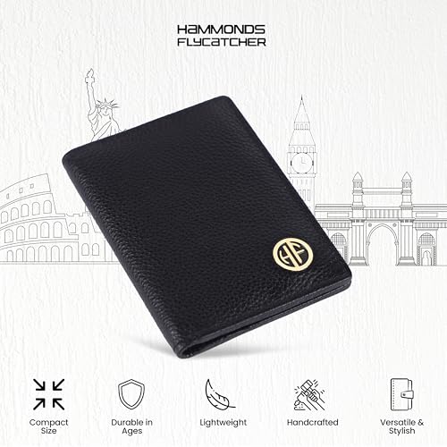 HAMMONDS FLYCATCHER Genuine Leather Card Holder Wallet for Man & Women, RFID Protected ATM/Credit Card Holder Wallet for Men with 6 Slots, Gift for Men, Father, Husband, Boyfriend - Black - Image 3