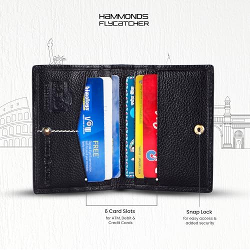 HAMMONDS FLYCATCHER Genuine Leather Card Holder Wallet for Man & Women, RFID Protected ATM/Credit Card Holder Wallet for Men with 6 Slots, Gift for Men, Father, Husband, Boyfriend - Black - Image 4