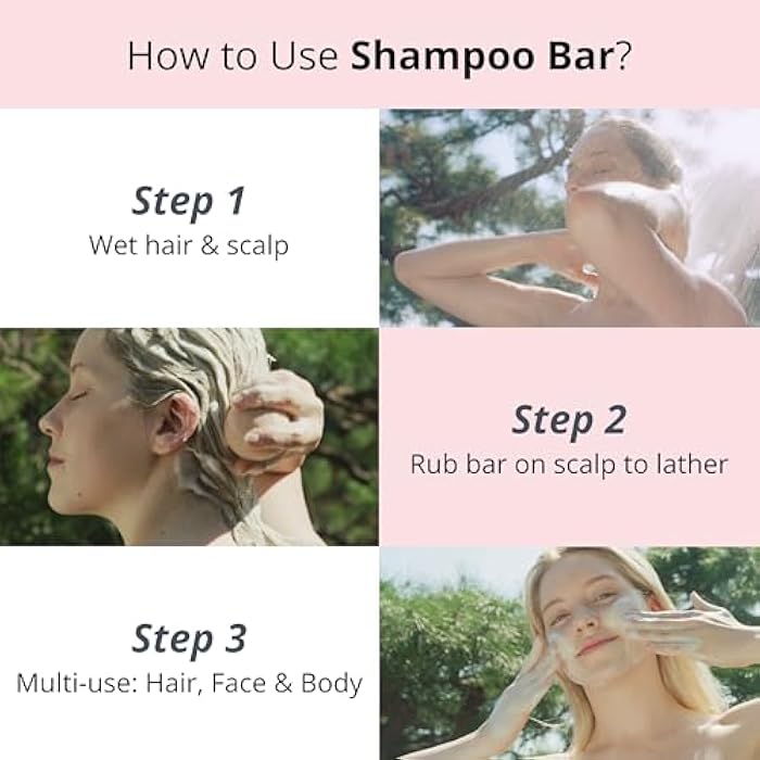 All-in-One Pink Clay Mochi Shampoo Bar for Sensitive and Oily Scalp Care, Rosemary Oil, Green Tea, Dandruff&Itchy Scalp Shampoo, Korean Skin Care Rice Cleanser (4.2oz) - Image 3