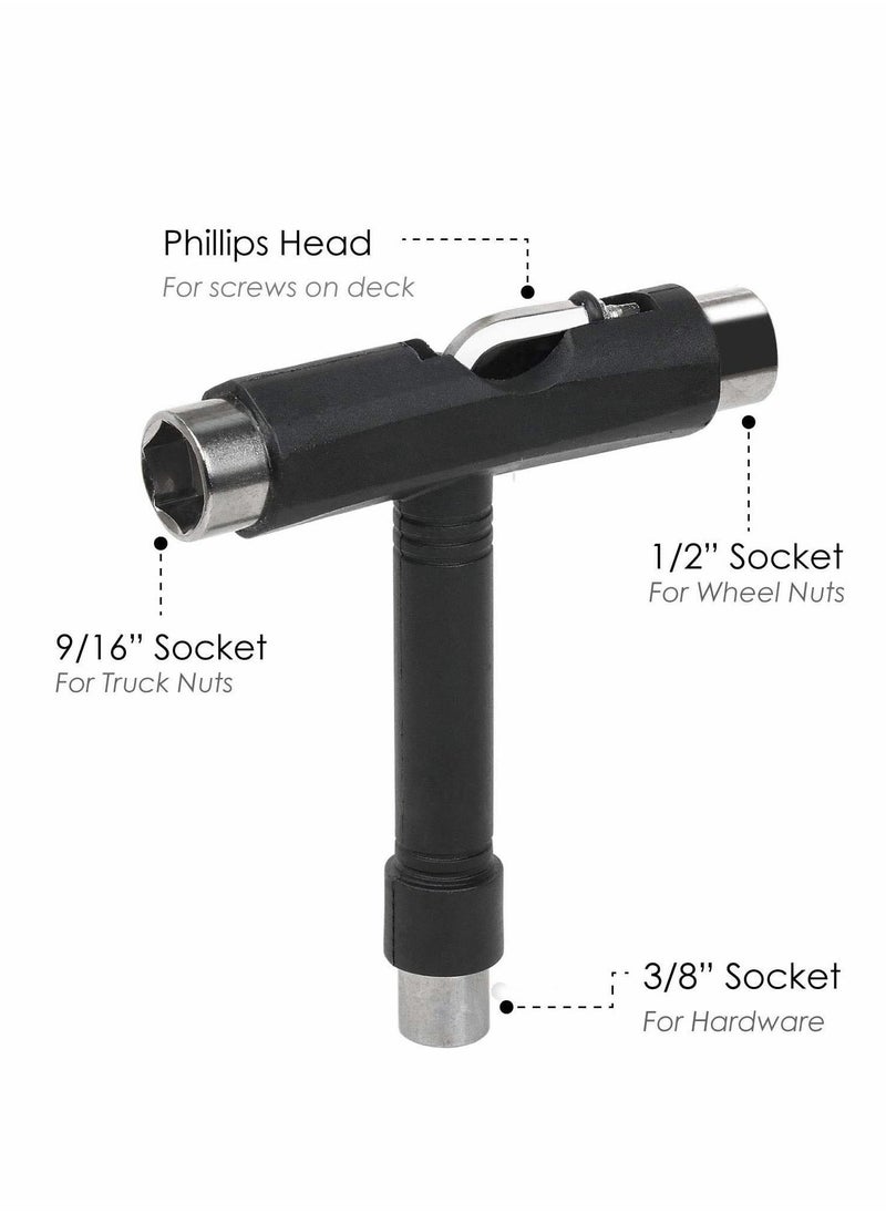Excefore Skate Tools, All-in-One Skateboard Ball Bearings Portable T Tool Accessory L-Type Cross Head Wrench Tools Multi-function for Scooter Longboard  - Image 5