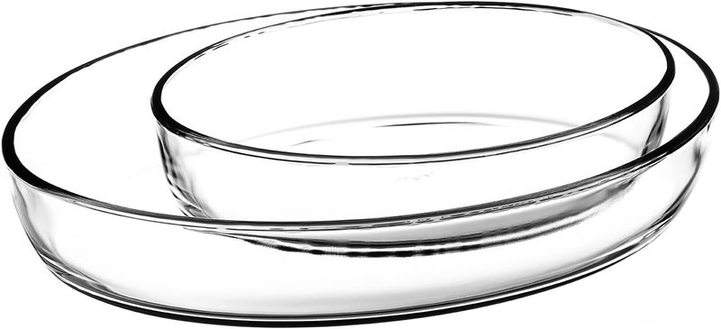 Borcam Oval Glass Tray Set – 4750cc Capacity | Clear Finish | Microwave & Dishwasher Safe | Lightweight & Durable - Image 1