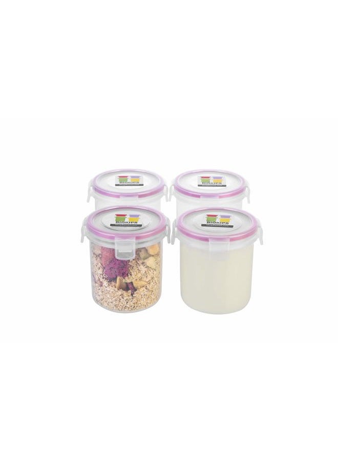 komax Biokips Overnight Oats Containers with Lids Set of 4 – Round Airtight Food Storage Containers for Oatmeal, Cereal, Milk & More – BPA-Free Meal Prep Container Set w/Locking Lids (18.6 oz) - Image 1