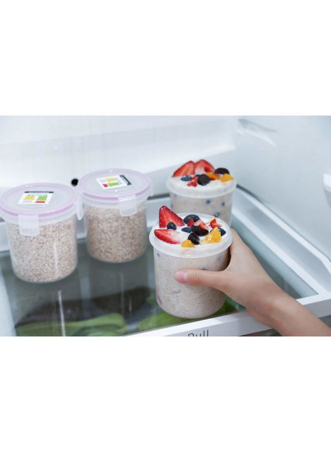 komax Biokips Overnight Oats Containers with Lids Set of 4 – Round Airtight Food Storage Containers for Oatmeal, Cereal, Milk & More – BPA-Free Meal Prep Container Set w/Locking Lids (18.6 oz) - Image 3
