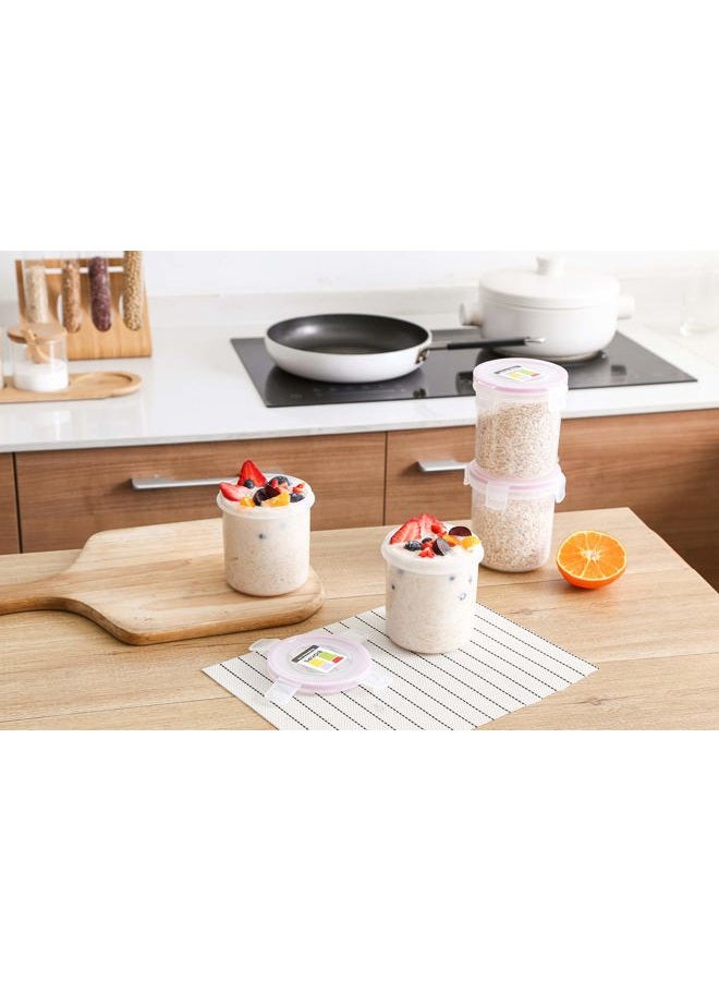 komax Biokips Overnight Oats Containers with Lids Set of 4 – Round Airtight Food Storage Containers for Oatmeal, Cereal, Milk & More – BPA-Free Meal Prep Container Set w/Locking Lids (18.6 oz) - Image 5