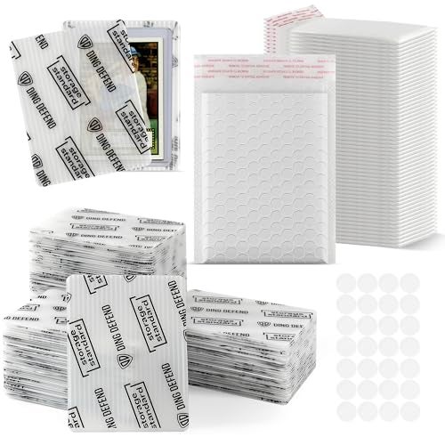 Storage Standard Ding Defend Card Shipping Protector Envelopes Bubble Mailer Kit with 110 Semi-Transparent Small Padded Envelopes/Protectors (3.5" x 4.5"), 55 Small Bubble Mailers, 250 Tape Seals for Collectible Cards - Image 1