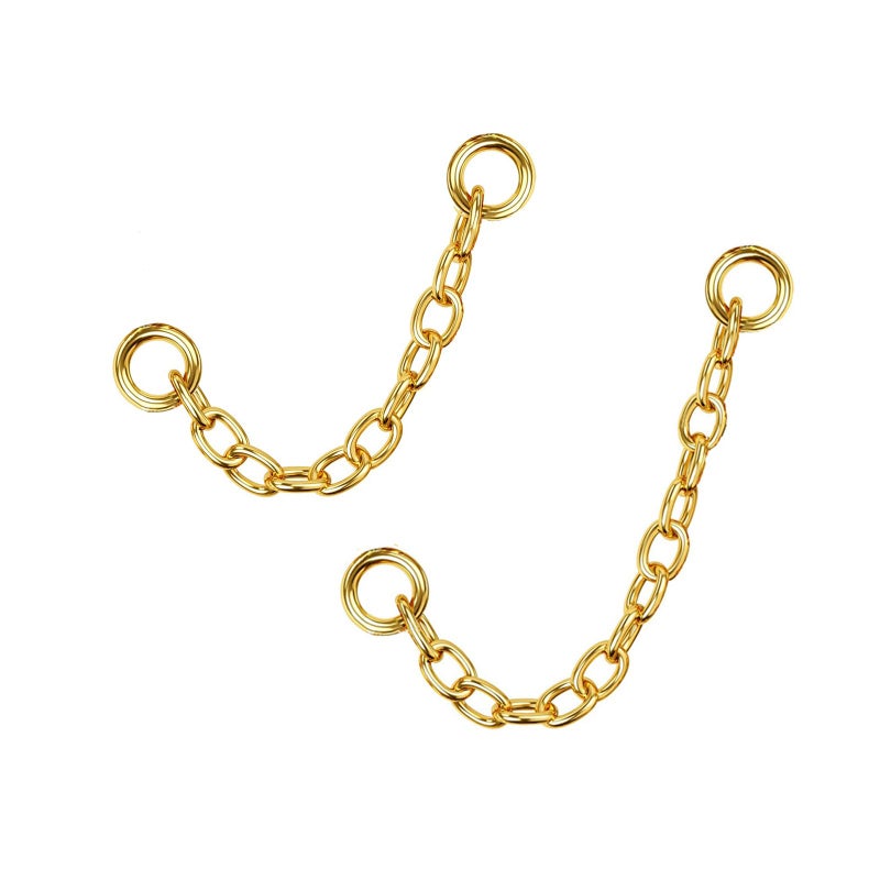 2Pcs 14K Gold Plated Earrings Connector Chains Set for Women Convertible Dangle Chain for Double Piercings 30mm 40mm