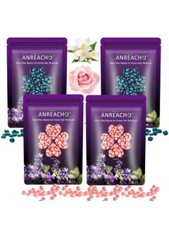 Wax Beads for Hair Removal ANREACHO Hard Wax Beads for Sensitive Skin 4 Packs Waxing Beans for Brazilian Bikini Eyebrow Legs Armpit Facial 400g At Home Wax Refill 2 Pink  2 Dark Blue