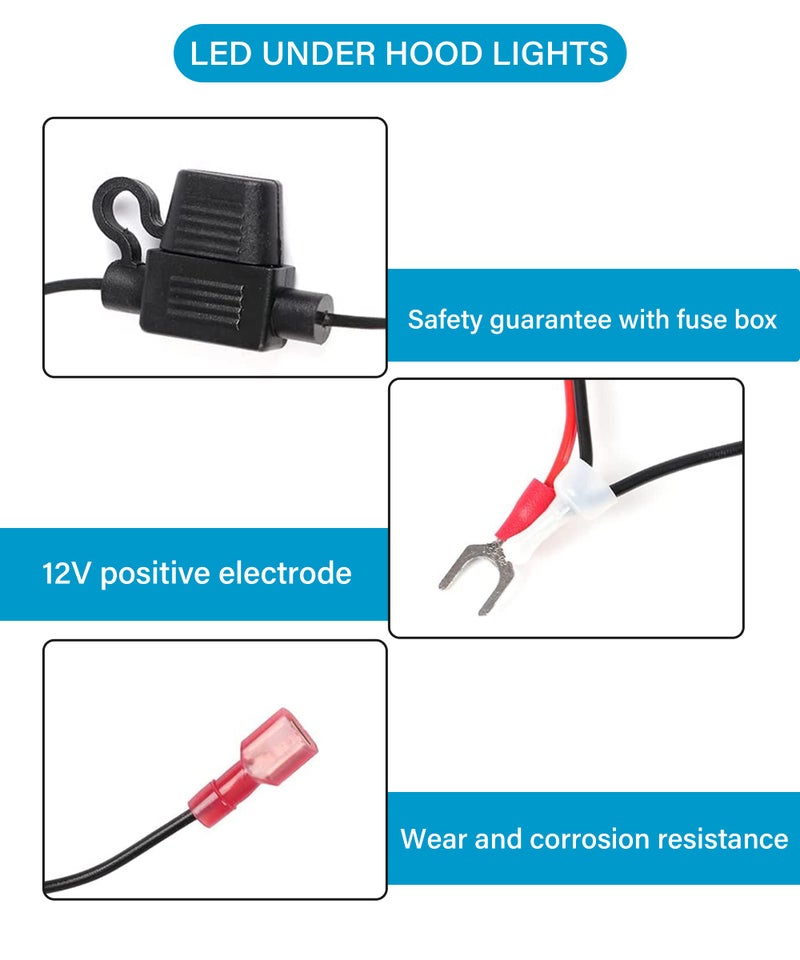 SUJADE YAKEFLY 12V Waterproof Car Hood Work Inspection Lights,Under Hood LED Light Kit,Car LED Lights Bars Engine Inspection Strip Lamp with Automatic On/Off, Universal Underhood Light - Image 2