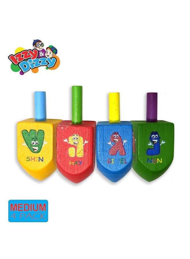 Izzy 'n' Dizzy Hanukkah Dreidels - Character Print Wooden Dreidel - 4 Pack Medium - Image 4