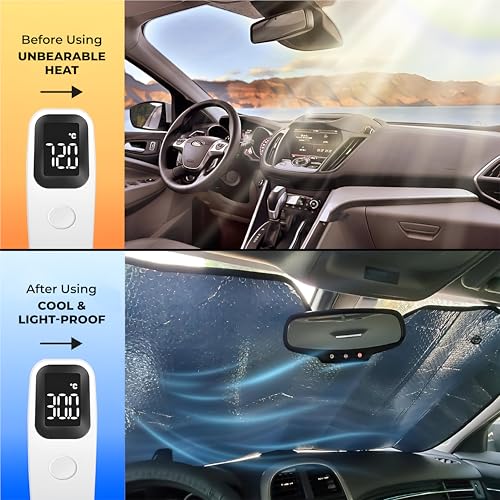 OBEROI'S TRADERS Car Windshield Sunshade Foldable Reflective Aluminum Foil Sun Shade Protector for UV Rays & Heat | Front Window Shield Sun Visor for Car, SUV, Van | Universal Fit (Silver) - Image 3