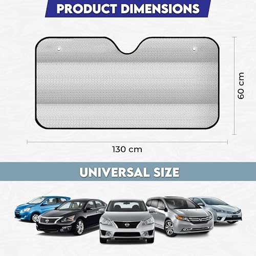 OBEROI'S TRADERS Car Windshield Sunshade Foldable Reflective Aluminum Foil Sun Shade Protector for UV Rays & Heat | Front Window Shield Sun Visor for Car, SUV, Van | Universal Fit (Silver) - Image 5