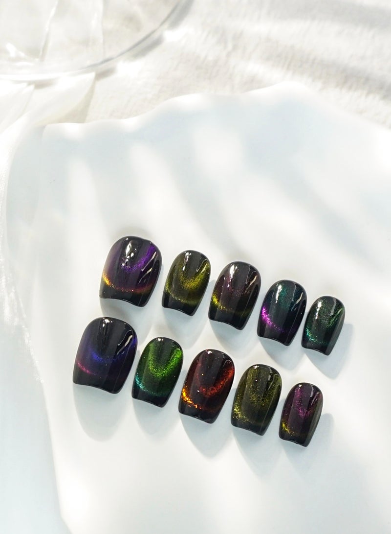 Artist Design/Fantasy Magic Cat Eye (Handmade)/Press On nails/Luxury Hand Painted/Squoval/10 PCS/s Size - Image 1