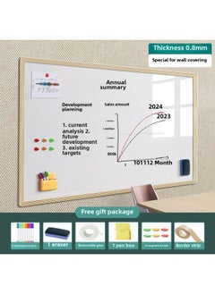 Magnetic Whiteboard Stickers Drawing Board Office Meeting Erasable Wall Stickers Home Teaching Graffiti Small Blackboard Does Not Hurt The Wall-Color:Office Whiteboard [special For Wall Cloth] Does Not Damage The Wall - Wood Grain Frame-Specifications:120x200cm [with Office Gift Package]