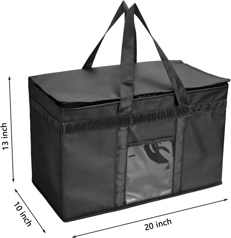 Yalin XXL Large Insulated Cooler Bag, Styrofoam Cooler of Keep Food Hot or Cold, Reusable Double Zipper Food Delivery Bag for Grocery Shopping, 20" W x 13" H x 10" D (Black, XXL) - Image 5