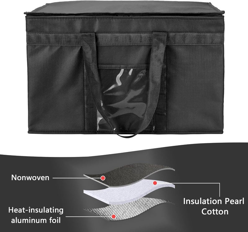 Yalin XXL Large Insulated Cooler Bag, Styrofoam Cooler of Keep Food Hot or Cold, Reusable Double Zipper Food Delivery Bag for Grocery Shopping, 20" W x 13" H x 10" D (Black, XXL) - Image 4