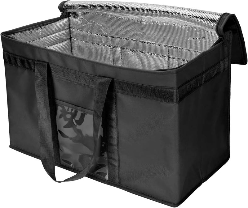 Yalin XXL Large Insulated Cooler Bag, Styrofoam Cooler of Keep Food Hot or Cold, Reusable Double Zipper Food Delivery Bag for Grocery Shopping, 20" W x 13" H x 10" D (Black, XXL) - Image 2