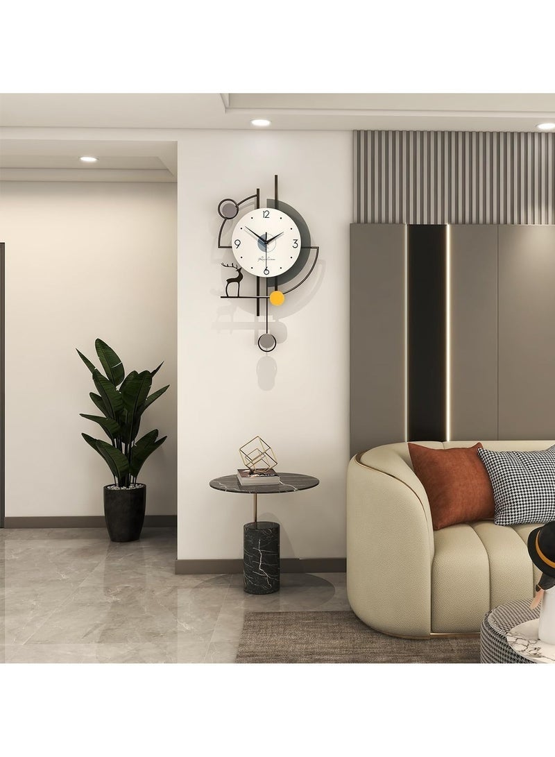 Arabest ساعات حائط كبيرة لتزيين غرفة المعيشة ساعة حائط pendulum حديثة ساعة كوارتز صامتة تعمل بالبطارية غير مزعجة لغرفة النوم المطبخ المكتب 24 بوصة ساعة معدنية سوداء على شكل غزال لتزيين المنزل الداخلي - Image 4